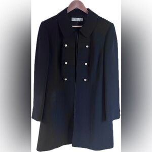 Elie TAHARI Arthur S. Levine Navy Blue Double-Breasted Women's Military Jacket